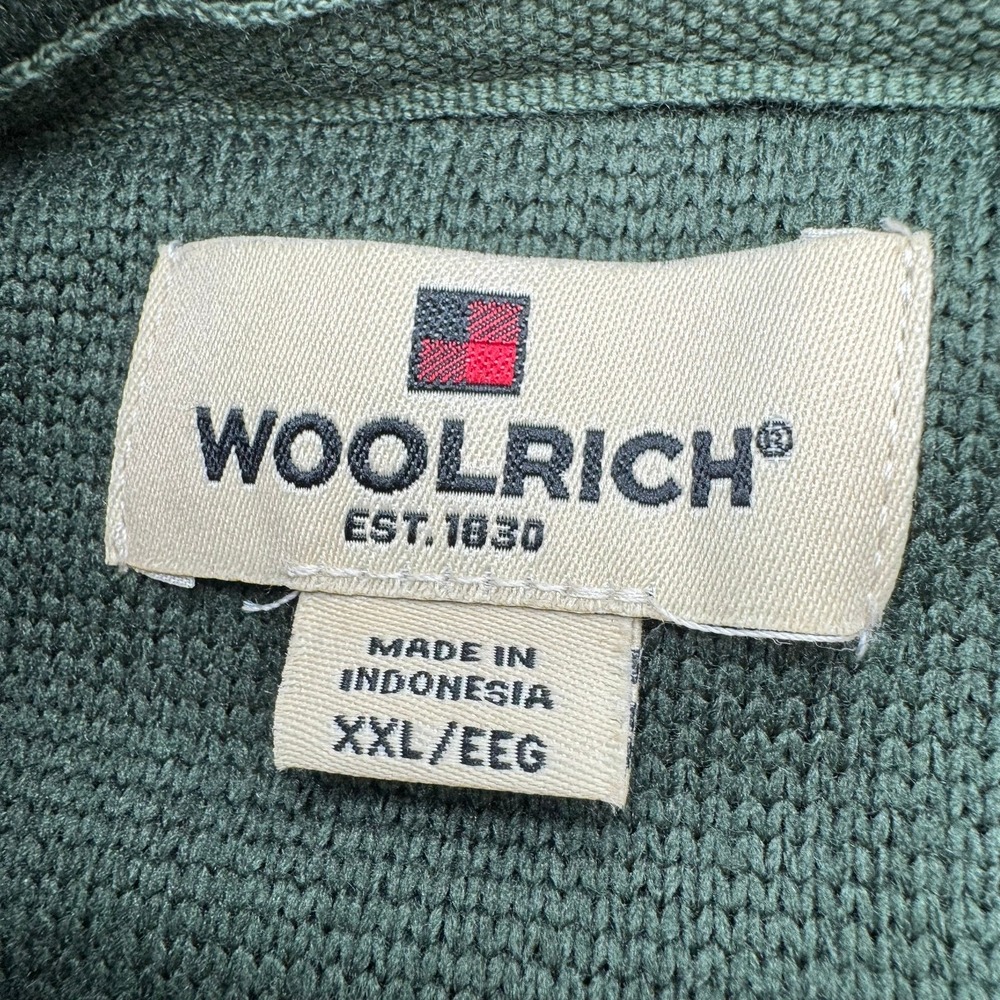 WOOLRICH Men's XXL Green 1/4 Zip Pullover Sweater High Neck Pocket Outdoor GORP‎ - Picture 3 of 8